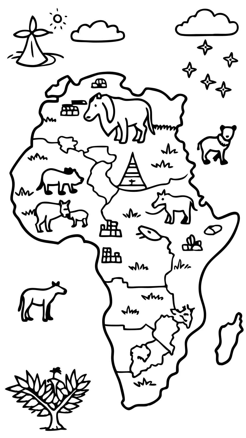 map coloring page printable with animals